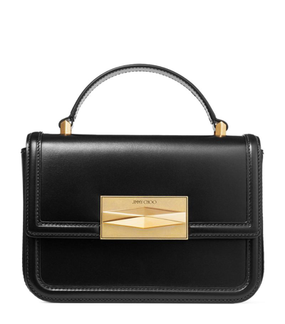 Jimmy Choo Calfskin Diamond-clasp Top-handle Bag In Black/gold