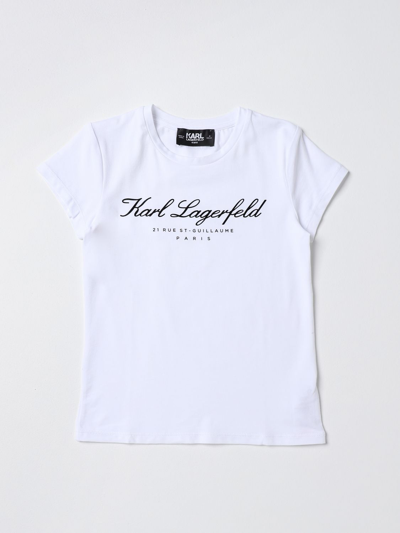 Karl Lagerfeld Kids' Hotel Karl-print Crew-neck T-shirt In White