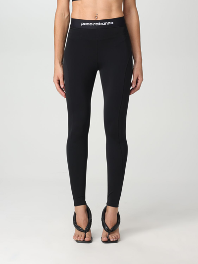 Rabanne Logo-waistband High-waisted Leggings In Black