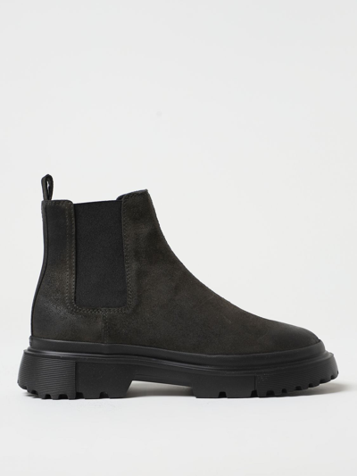Hogan H629 Ankle Boots In Split Leather In Green