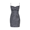 Balmain Babydoll Cowl Neck Glitter Short Dress Clothing In Navy
