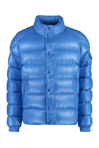 Moncler Quilted Down Jacket In Light Blue
