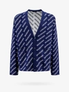 Balenciaga All-over Logo Button-up Cardigan In Blue