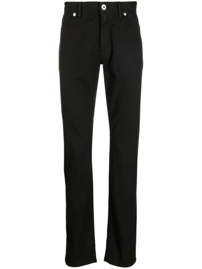 Brioni Gerade Hose Mit Logo-patch In Black