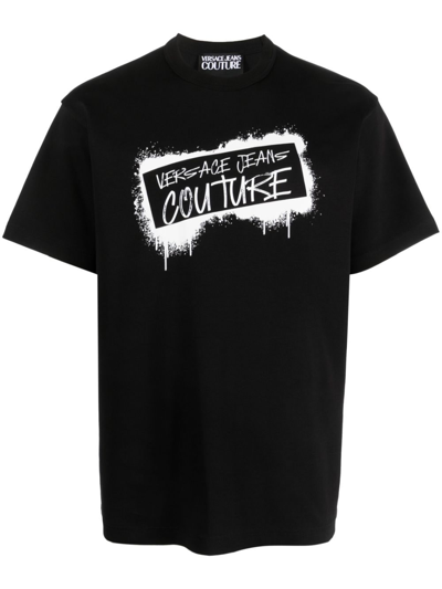 Versace Jeans Couture T-shirt Mit Logo-print In Black