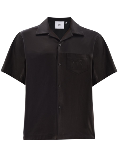 Rta Short-sleeve Leather Shirt In Schwarz