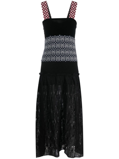 Ports 1961 Lace-panelled Maxi Dress In Black