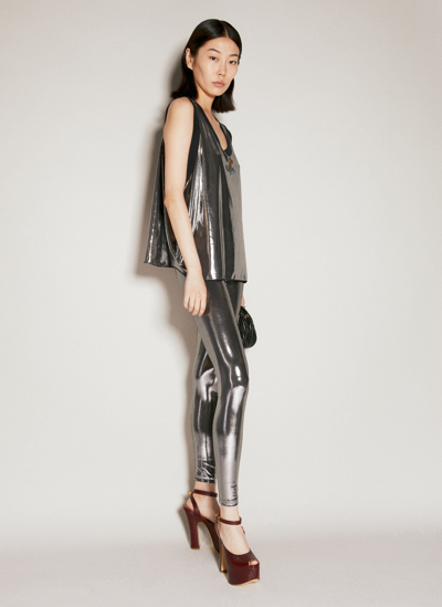 Vivienne Westwood Metallic Leggings In Silver