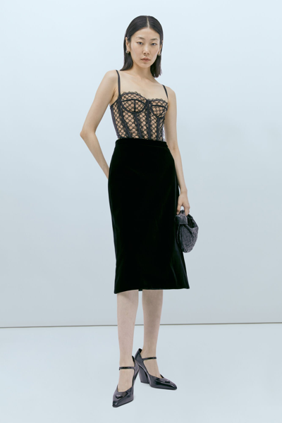 Gucci Velver A Line Skirt In Black