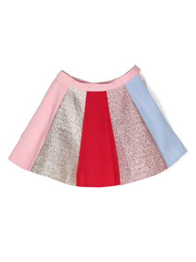 Hucklebones London Kids' Rainbow Trapeze Mini Skirt (4-12 Years) In Pink