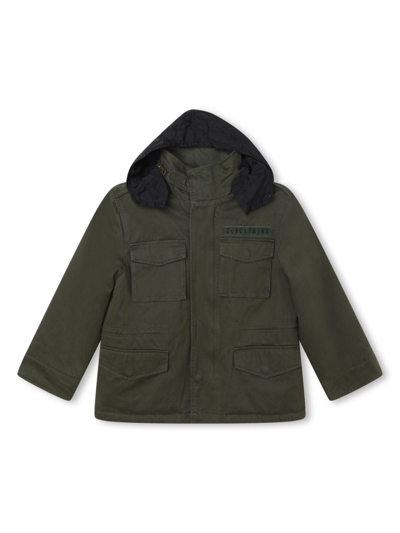 Zadig & Voltaire Kids' Rhinestone-embellished Cotton Parka In Green