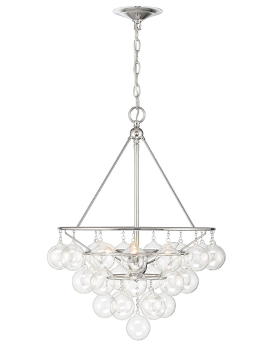 LUMANITY LUMANITY ISLA 3-LIGHT NICKEL AND GLASS CONTEMPORARY CHANDELIER