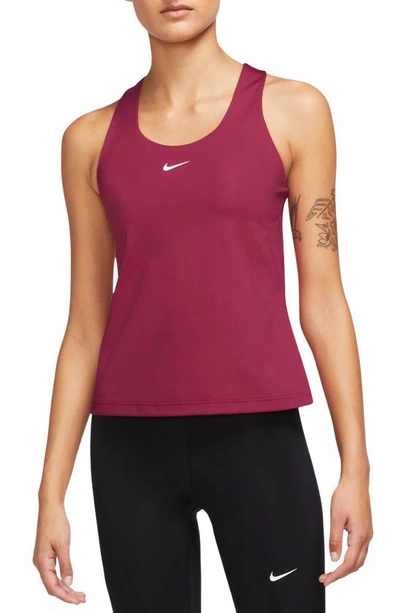 Nike Women's Swoosh Medium-support Padded Sports Bra Tank Top In Noble Red/ Noble Red/ White