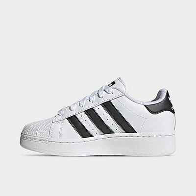 Adidas Originals Superstar Womens Leather Lifestyle Athletic Shoes In White/black/white