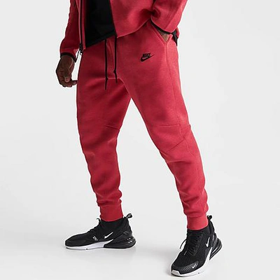 Nike Men's Sportswear Tech Fleece Jogger Pants In Light University Red Heather/black