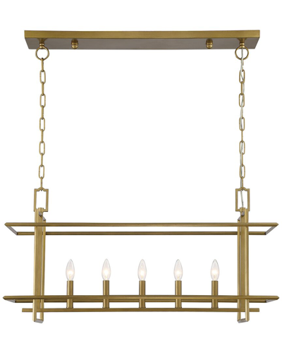 Lumanity Ormand 5-light Brass Linear Kitchen Island Pendant In Gold