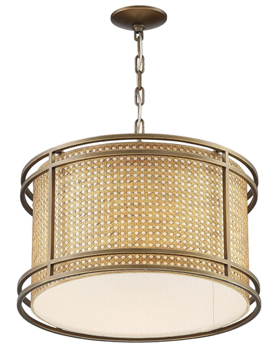 Lumanity Tailor Single-light Cane And Brass Drum Pendant Chandelier In Bronze