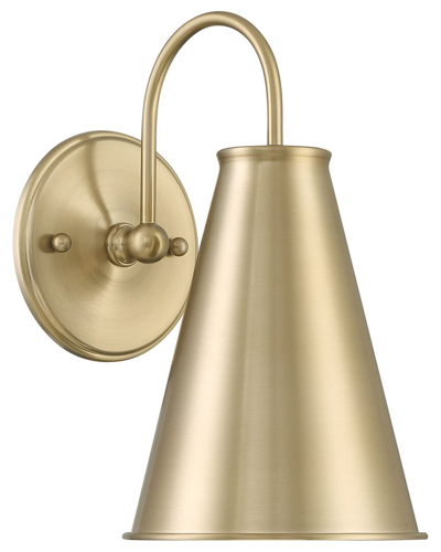 LUMANITY LUMANITY LINCOLN TAPERED METAL 7IN DOME ANTIQUE BRASS WALL SCONCE LIGHT