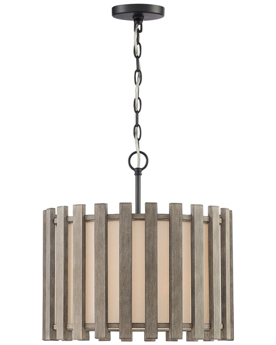 LUMANITY LUMANITY INLAND SINGLE-LIGHT TRANSITIONAL SLATTED WOOD DRUM PENDANT