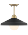 Lumanity Brooks Matte Black 14in Semi-flush Mount Ceiling Barn Light In Black