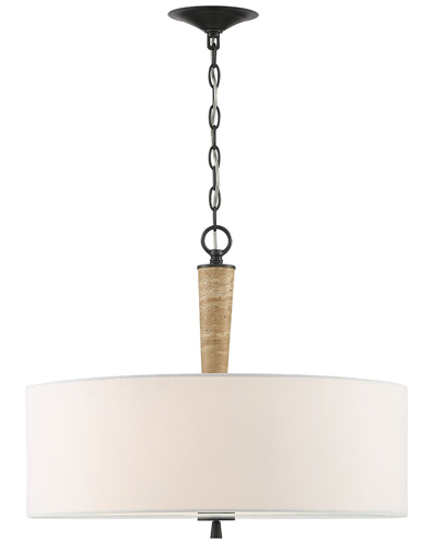 Lumanity Sullivan Contemporary Travertine 2-light Drum Chandelier In Bronze