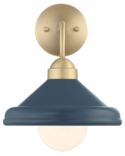 Lumanity Brooks Matte Navy 10in Wall Sconce Barn Light With Bulb In Blue