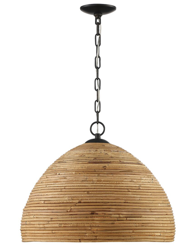 Lumanity Marigot Rattan Single-light Dome Pendant In Bronze