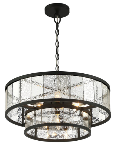 Lumanity Chelsea 4-light Mirrored Two-tier Drum Chandelier In Bronze