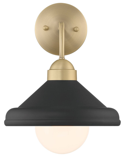 LUMANITY LUMANITY BROOKS MATTE BLACK 10IN WALL SCONCE BARN LIGHT WITH BULB