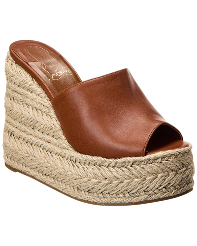 Christian Louboutin Ariella Zeppa Leather Wedge Espadrilles 130 In Brown