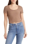 Madewell Ottoman Rib Crop Top In Light Umber