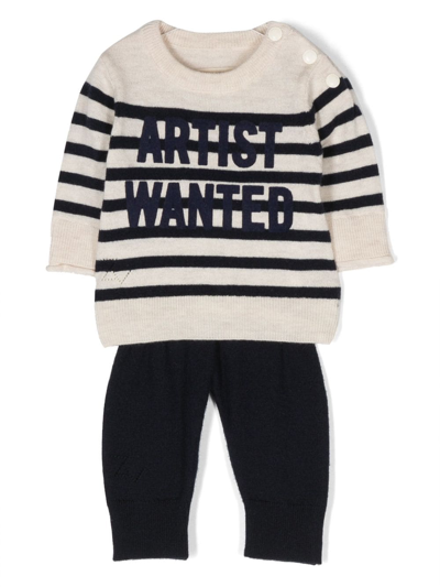 Zadig & Voltaire Babies' Artist Wanted Wool Trousers Set In Neutrals
