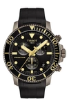 Tissot T-sport Seastar 1000 Rubber Strap Chronograph Watch, 45mm In Black/ Gold