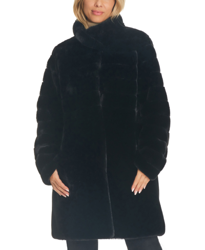 Jones New York Women's Plus Size Faux-fur Coat In Black
