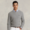 Ralph Lauren Cable-knit Wool-cashmere Sweater In Fawn Grey Heather