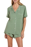 Eberjey Gisele Relaxed Jersey Knit Short Pajamas In Mineral Green Ivory