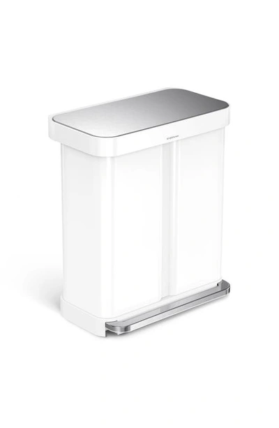 Simplehuman 58l Dual Compartment Rectangular Step Can In White Steel