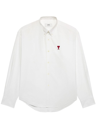 AMI ALEXANDRE MATTIUSSI LOGO-EMBROIDERED POPLIN SHIRT