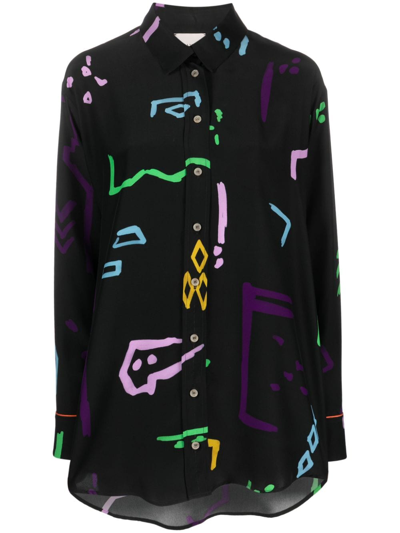 Alysi Graphic-print Silk Shirt In Black