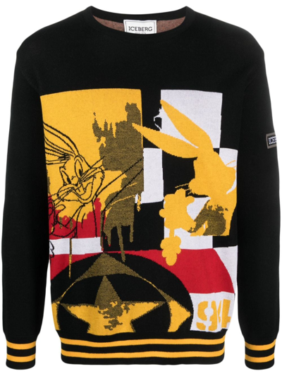 Iceberg Cartoon-print Crew-neck Jumper In 9000
