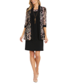 R & M Richards Petite 2-pc. Animal-print Jacket & Dress Set In Black