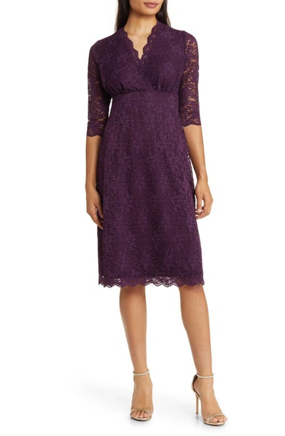 Kiyonna Scalloped Boudoir Lace A-line Dress In Plum Passion