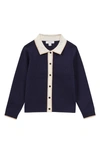 Reiss Kids' Helena - Navy Junior Embellished Knitted Cardigan, Age 5-6 Years