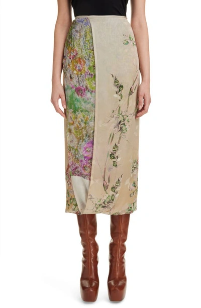 Dries Van Noten Spa Floral-print Wrap Midi Skirt In Ecru