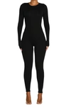 Naked Wardrobe Long Sleeve Stirrup Jumpsuit In Black