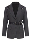 Prada Hooded Gabardine Jacket With Re-nylon Belt In Nude & Neutrals