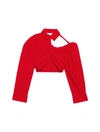 Jacquemus Asymmetric Cropped Shirt In Red