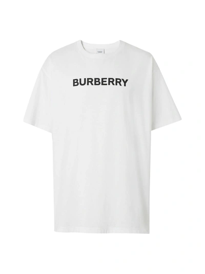 Burberry Logo Print Cotton Oversized T-shirt In White