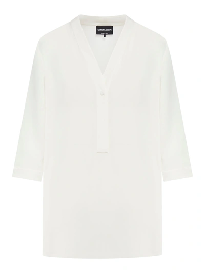 Giorgio Armani V-neck Blouse In White