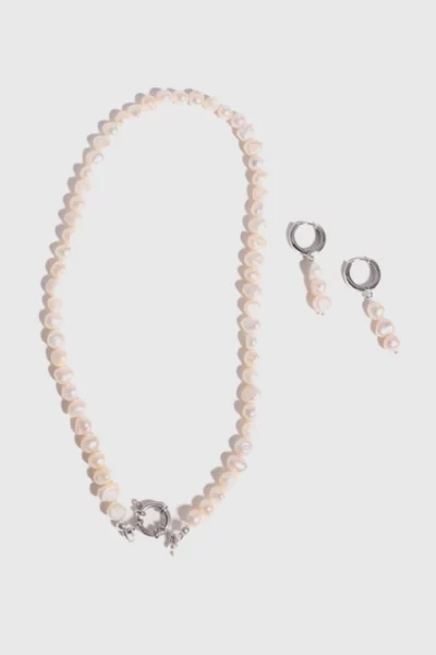 Joey Baby Freshwater Pearl Necklace And Earrings Set In Silver